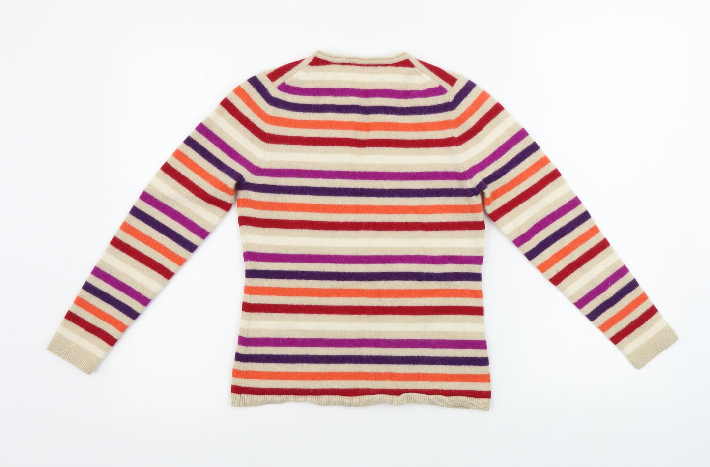 John Lewis Womens Beige Striped  Pullover Jumper Size 10