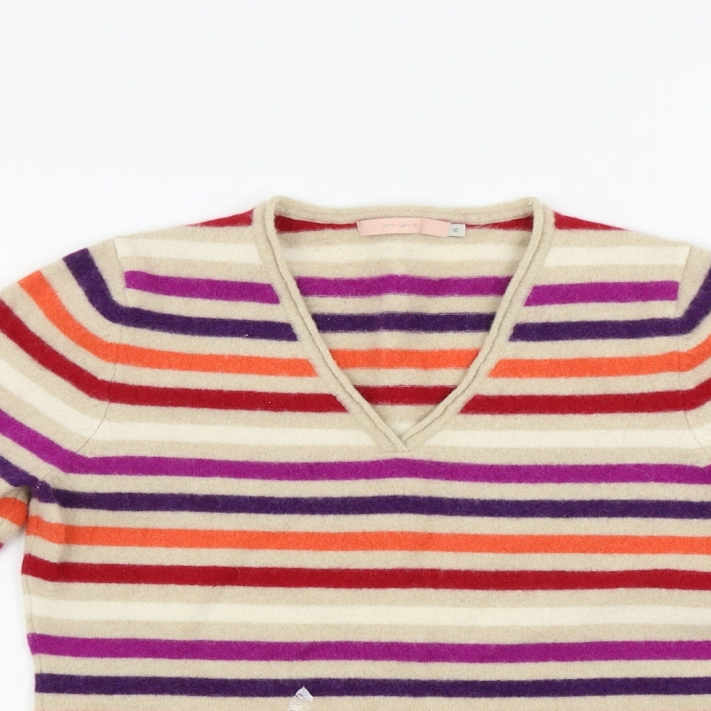 John Lewis Womens Beige Striped  Pullover Jumper Size 10