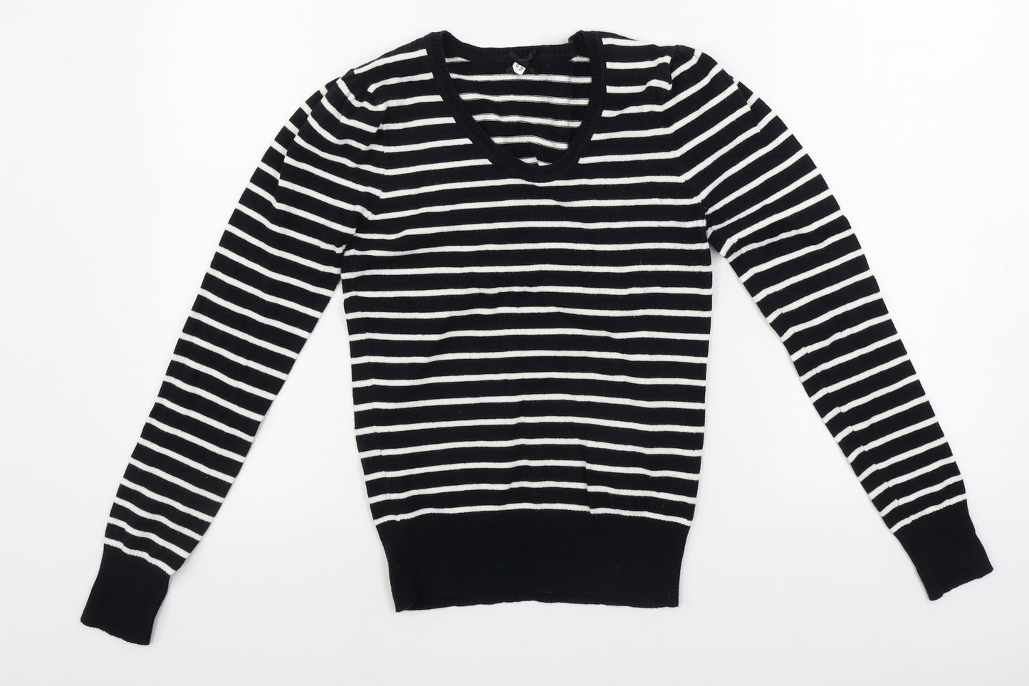 Atmosphere  Womens Black Striped  Pullover Jumper Size 8