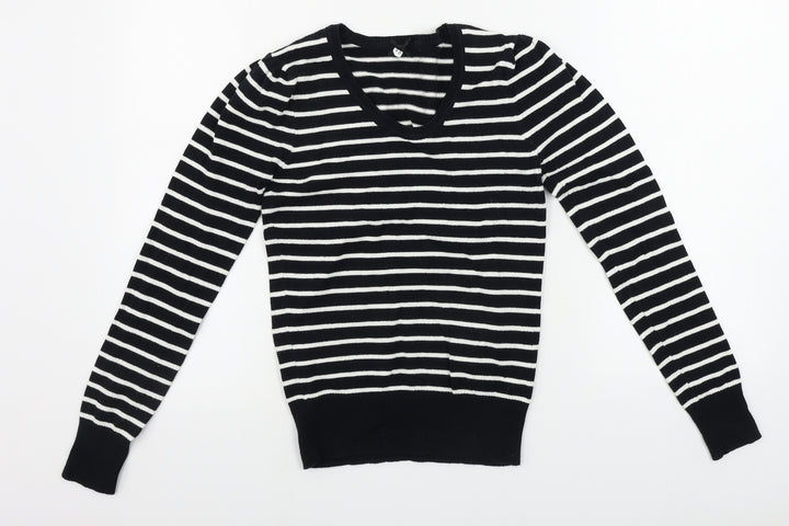 Atmosphere  Womens Black Striped  Pullover Jumper Size 8