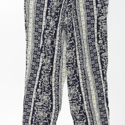 Marks and Spencer  Womens Blue Geometric  Trousers  Size 10 L23 in