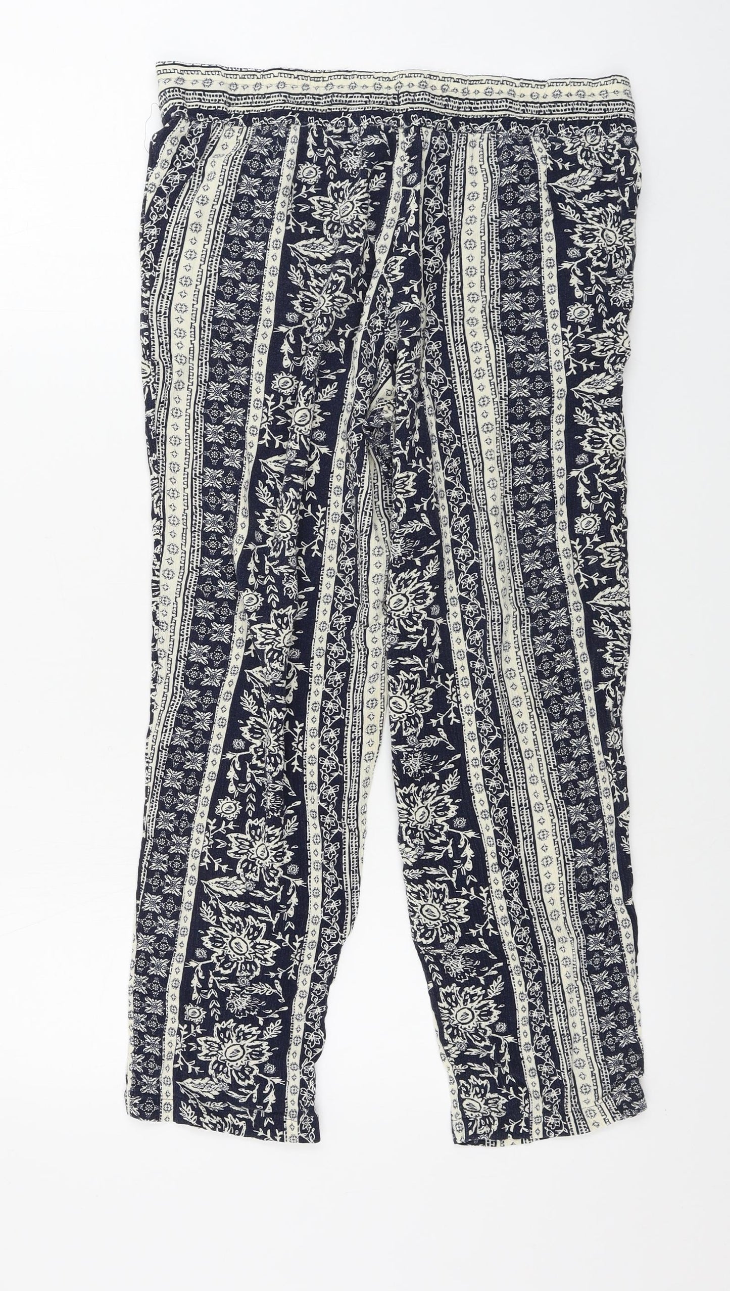 Marks and Spencer  Womens Blue Geometric  Trousers  Size 10 L23 in
