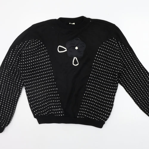 Preworn Womens Black Geometric  Pullover Jumper Size L