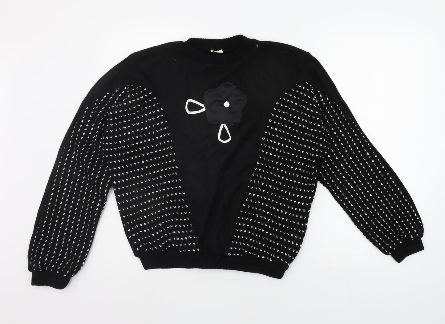 Preworn Womens Black Geometric  Pullover Jumper Size L