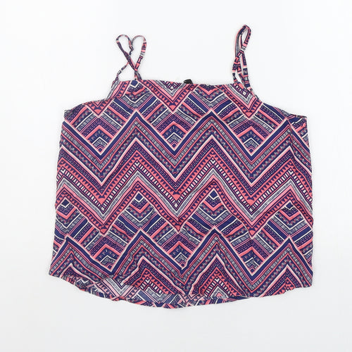 Divided Womens Blue Geometric  Basic Tank Size 6