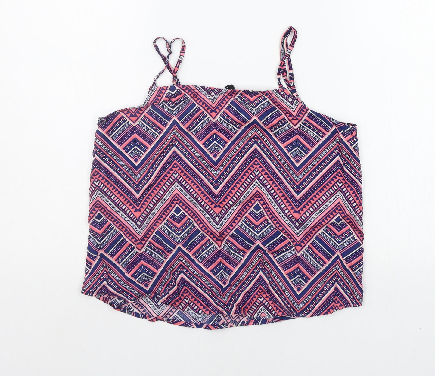 Divided Womens Blue Geometric  Basic Tank Size 6