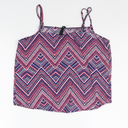 Divided Womens Blue Geometric  Basic Tank Size 6