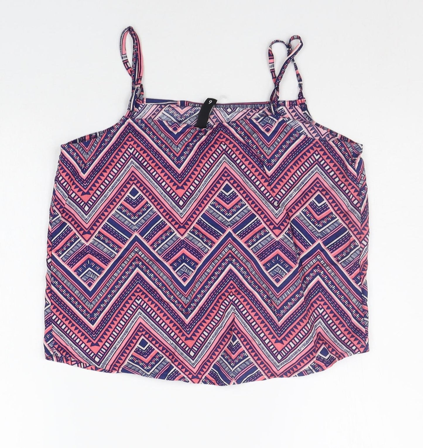 Divided Womens Blue Geometric  Basic Tank Size 6