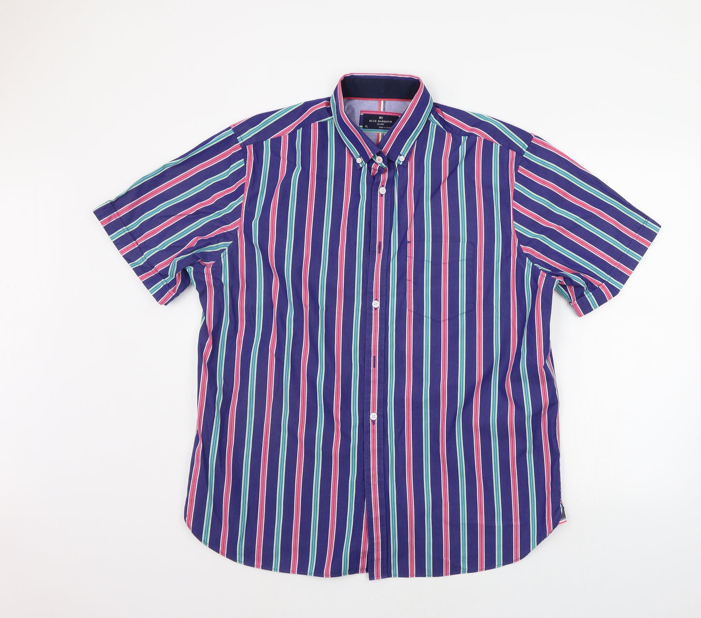 Marks and Spencer Mens Blue Striped   Button-Up Size XL