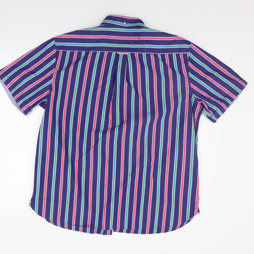 Marks and Spencer Mens Blue Striped   Button-Up Size XL