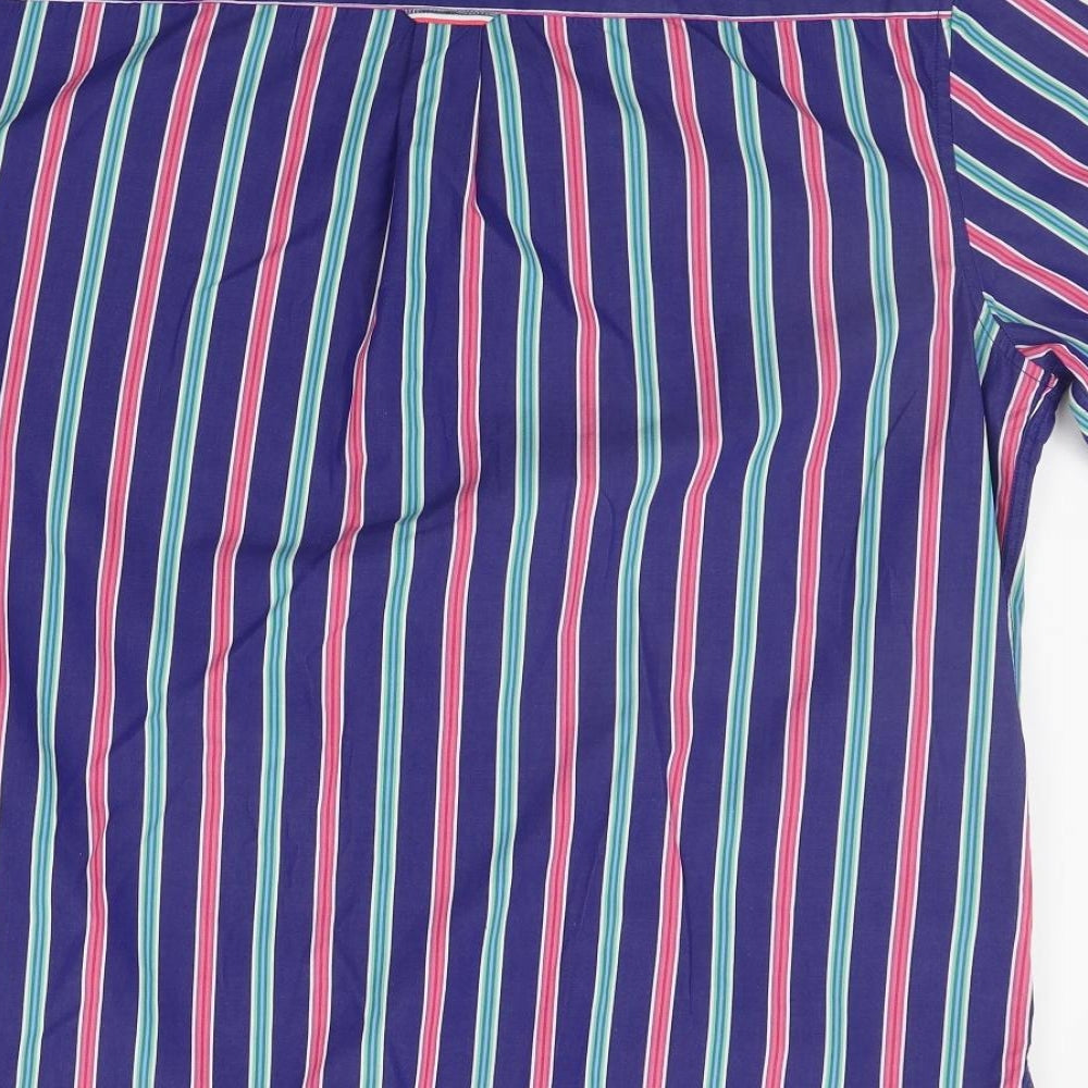 Marks and Spencer Mens Blue Striped   Button-Up Size XL