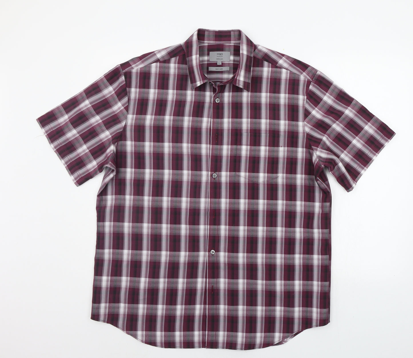 Marks and Spencer Mens Purple Check   Button-Up Size XL