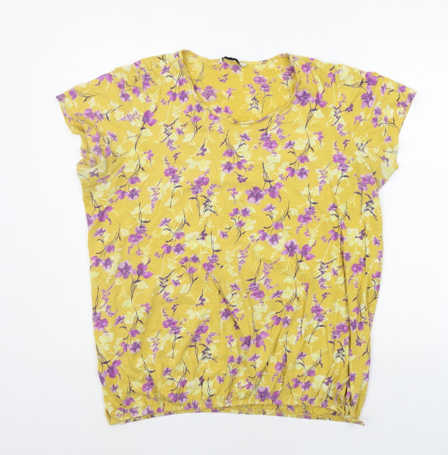 George Womens Yellow Floral  Basic T-Shirt Size 20