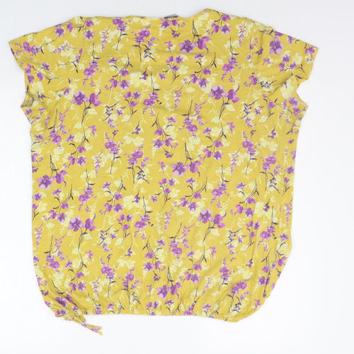 George Womens Yellow Floral  Basic T-Shirt Size 20