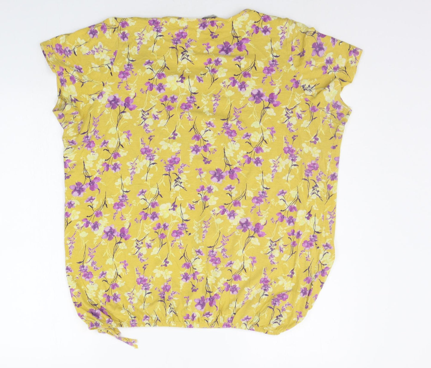 George Womens Yellow Floral  Basic T-Shirt Size 20