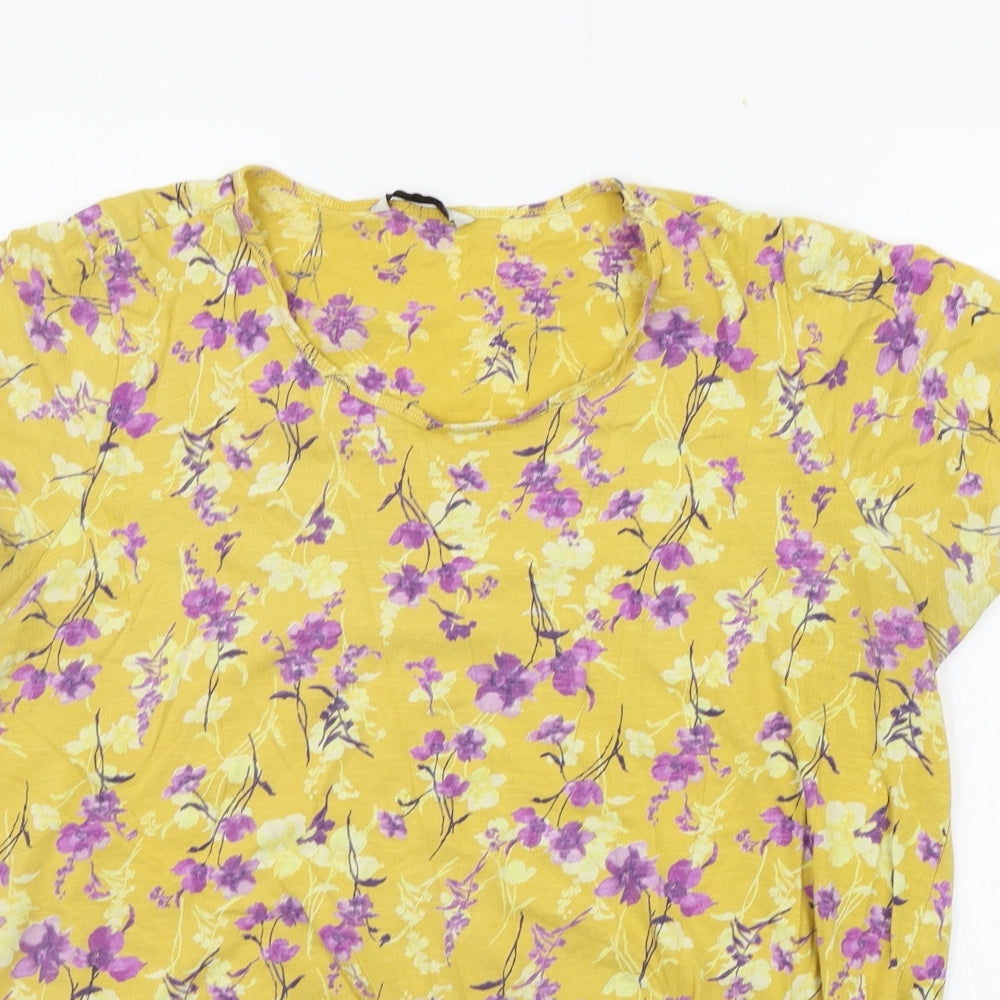 George Womens Yellow Floral  Basic T-Shirt Size 20