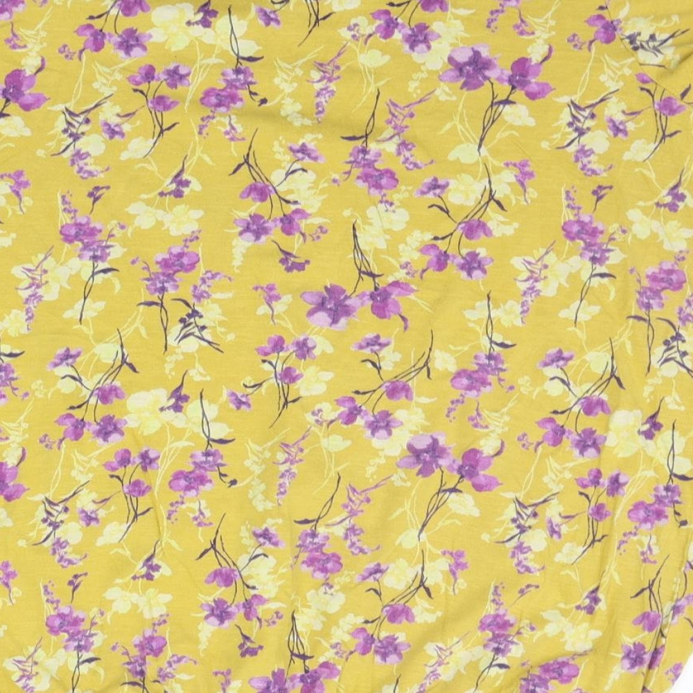 George Womens Yellow Floral  Basic T-Shirt Size 20