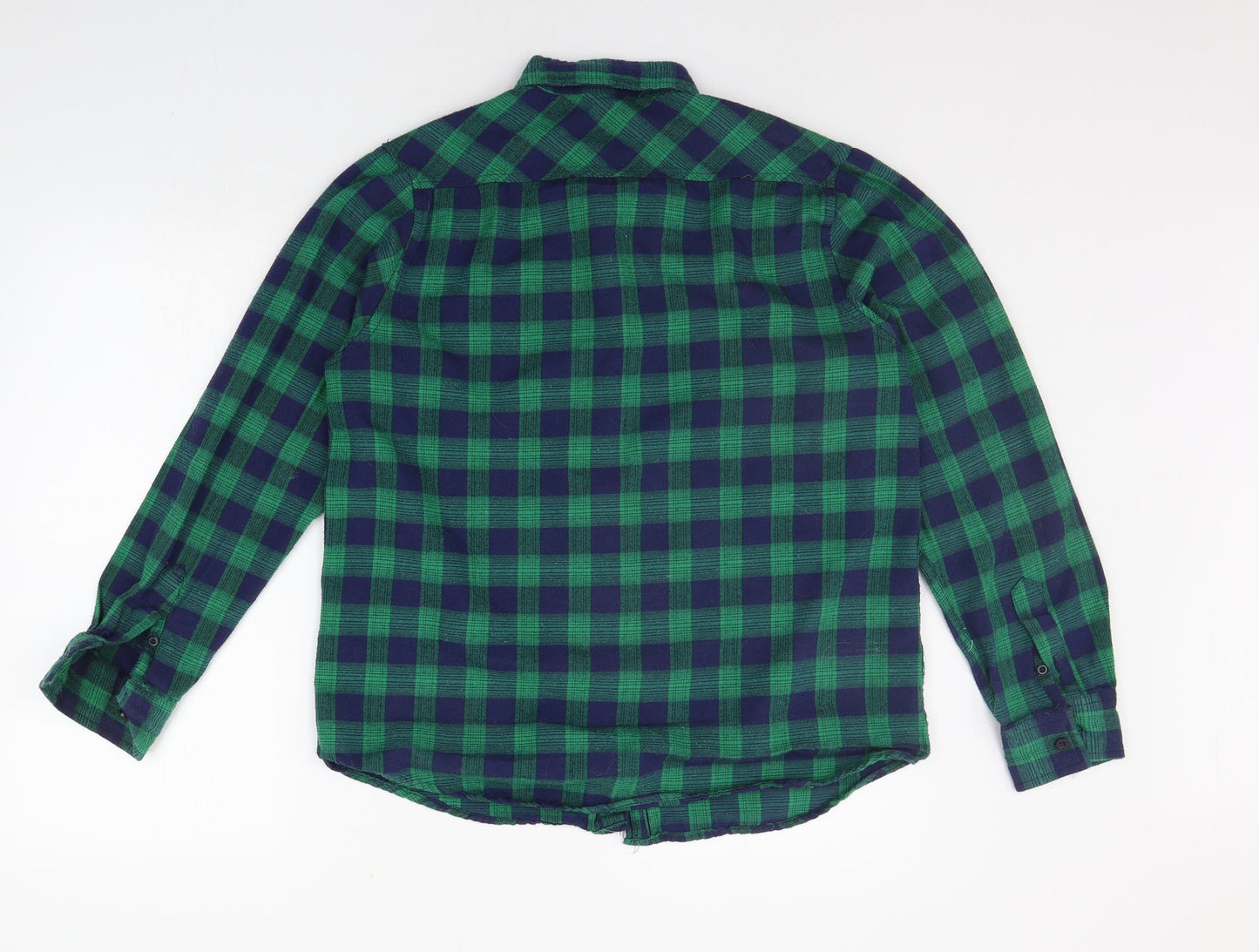Boohoo Mens Green Check   Button-Up Size 13