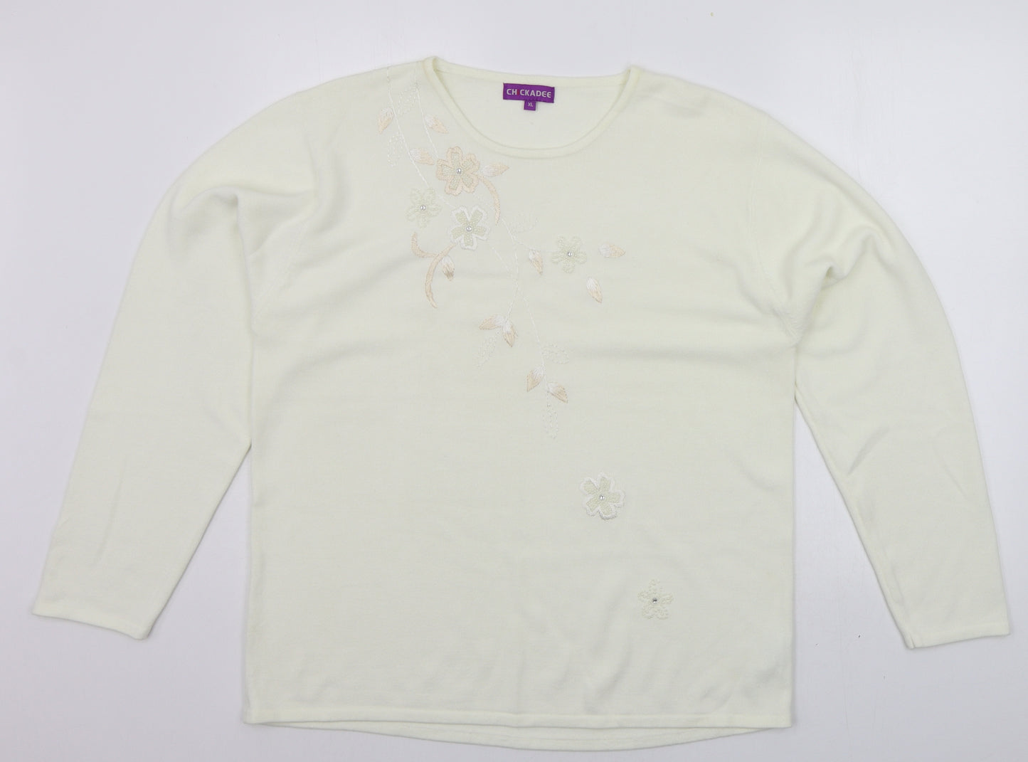 Chickadee Womens White   Pullover Jumper Size XL