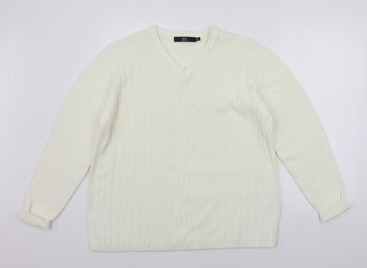EWM Womens White Pullover Jumper Size M