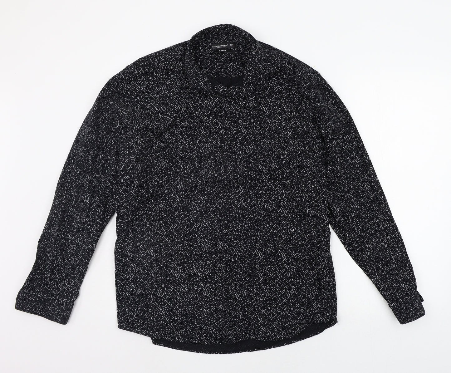 Cedar Wood State Mens Black Polka Dot   Button-Up Size 16