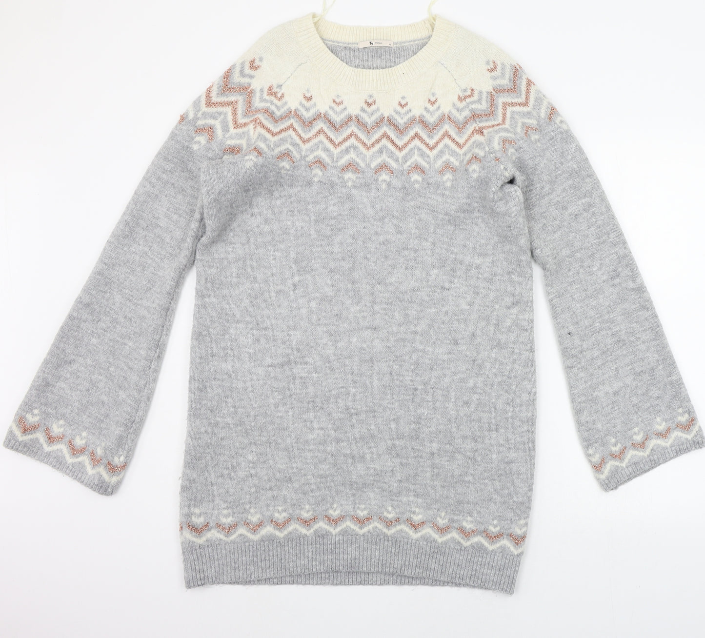 TU Womens Grey Geometric  Jumper Dress  Size 12