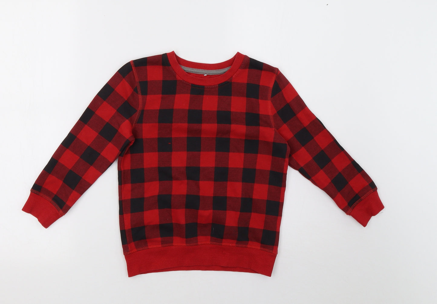 George Boys Red Check  Pullover Sweatshirt Size 4-5 Years