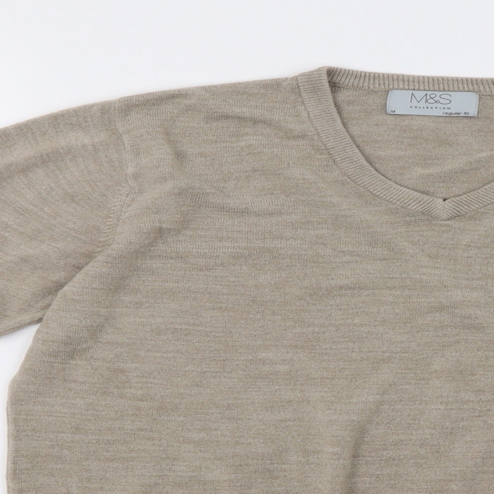 Marks and Spencer Mens Beige  Knit Pullover Sweatshirt Size M