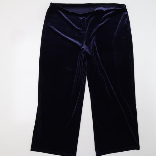 Marks and Spencer Womens Blue  Velvet Trousers  Size 22 L30 in - short leg