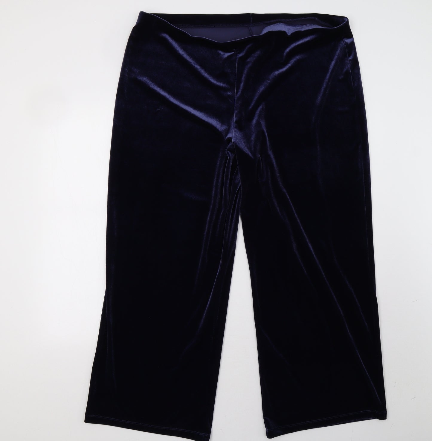 Marks and Spencer Womens Blue  Velvet Trousers  Size 22 L30 in - short leg