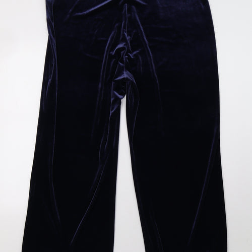 Marks and Spencer Womens Blue  Velvet Trousers  Size 22 L30 in - short leg