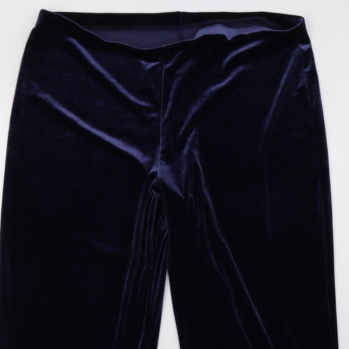 Marks and Spencer Womens Blue  Velvet Trousers  Size 22 L30 in - short leg