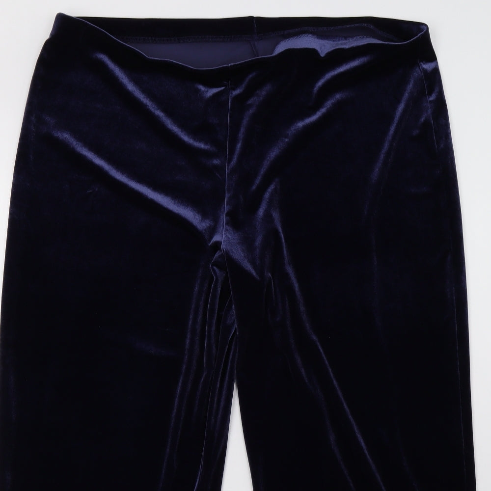 Marks and Spencer Womens Blue  Velvet Trousers  Size 22 L30 in - short leg