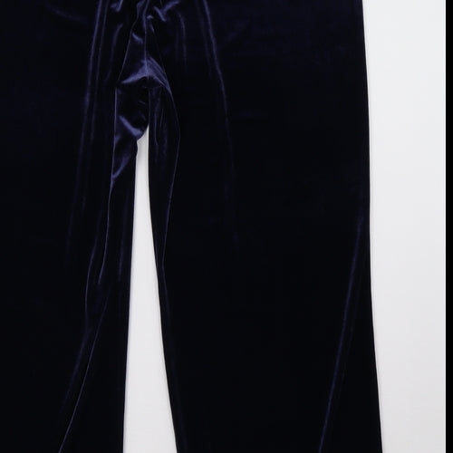 Marks and Spencer Womens Blue  Velvet Trousers  Size 22 L30 in - short leg