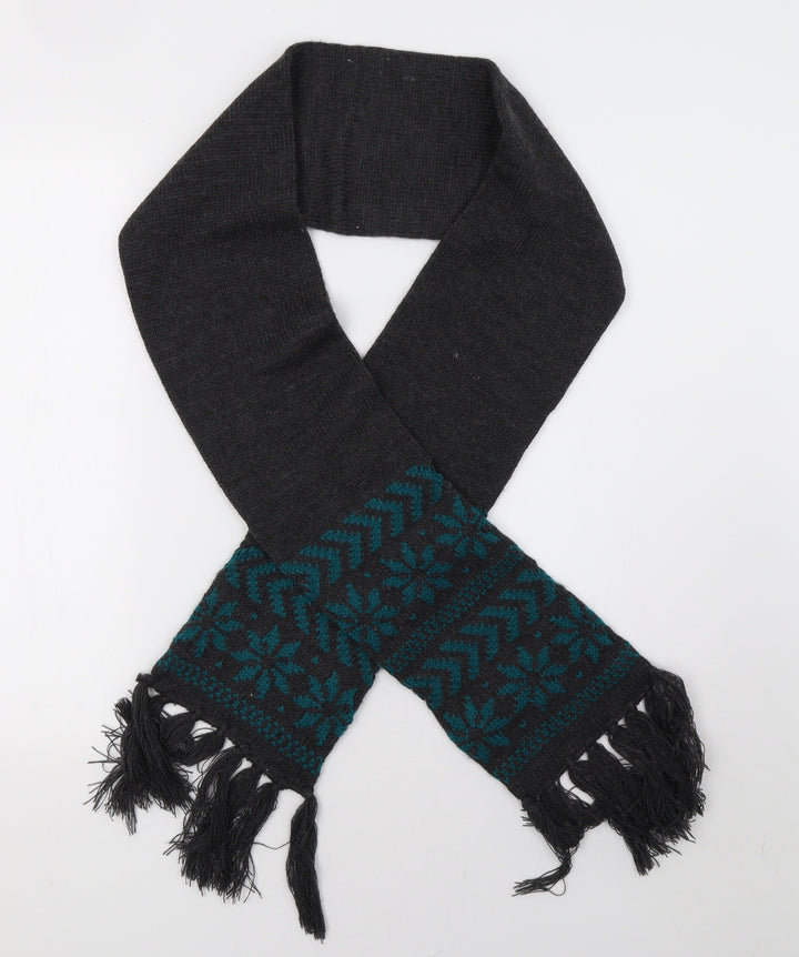 Preworn Mens Grey Geometric Knit Scarf One Size