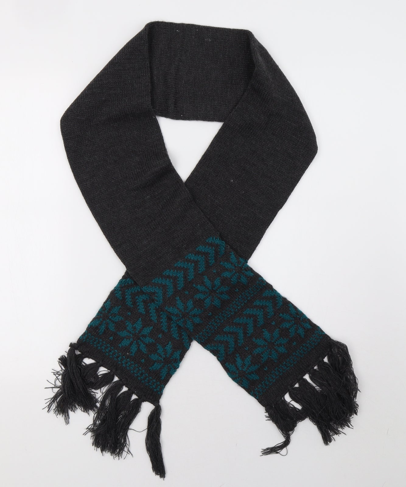 Preworn Mens Grey Geometric Knit Scarf  One Size