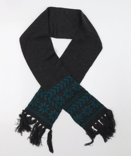 Preworn Mens Grey Geometric Knit Scarf  One Size
