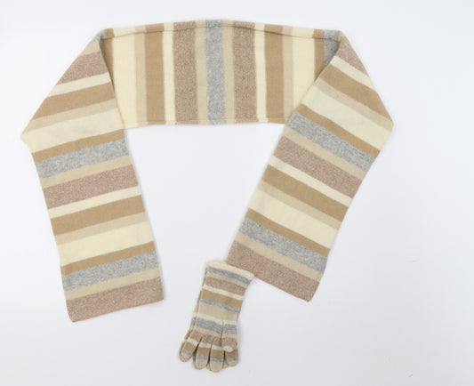BHS Girls Brown Striped Knit Scarf Scarves & Wraps One Size  - with gloves