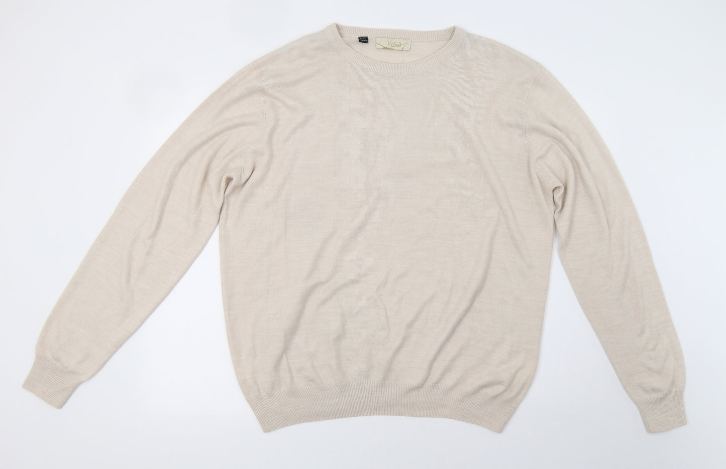 w&b Mens Beige  Knit Pullover Sweatshirt Size XL