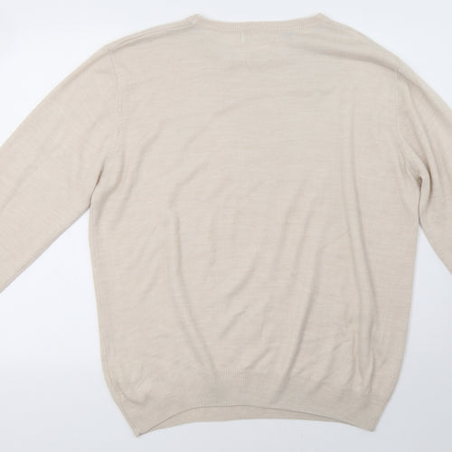 w&b Mens Beige  Knit Pullover Sweatshirt Size XL