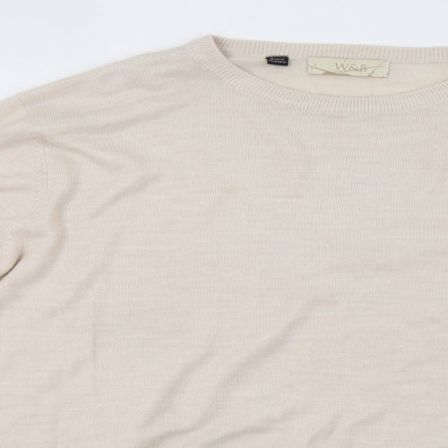 w&b Mens Beige  Knit Pullover Sweatshirt Size XL