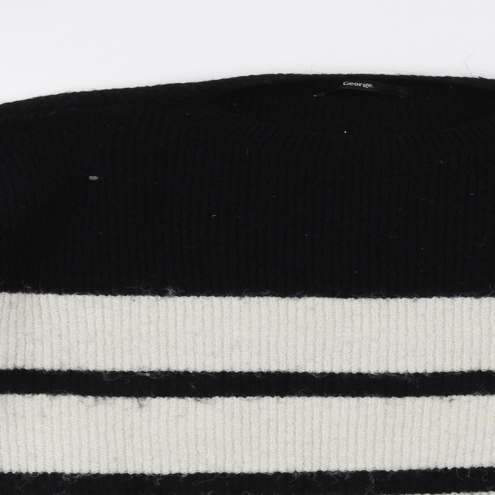 George Womens White Striped Knit Pullover Sweatshirt Size M