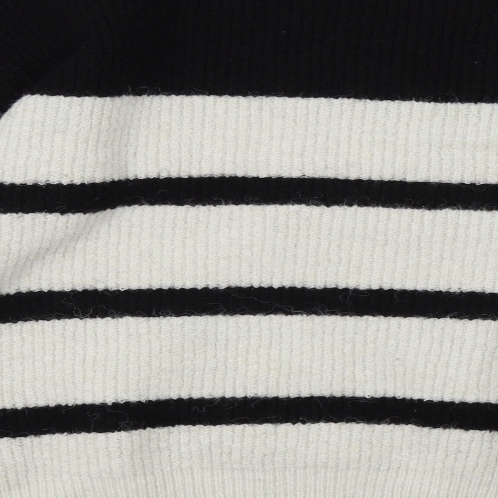 George Womens White Striped Knit Pullover Sweatshirt Size M