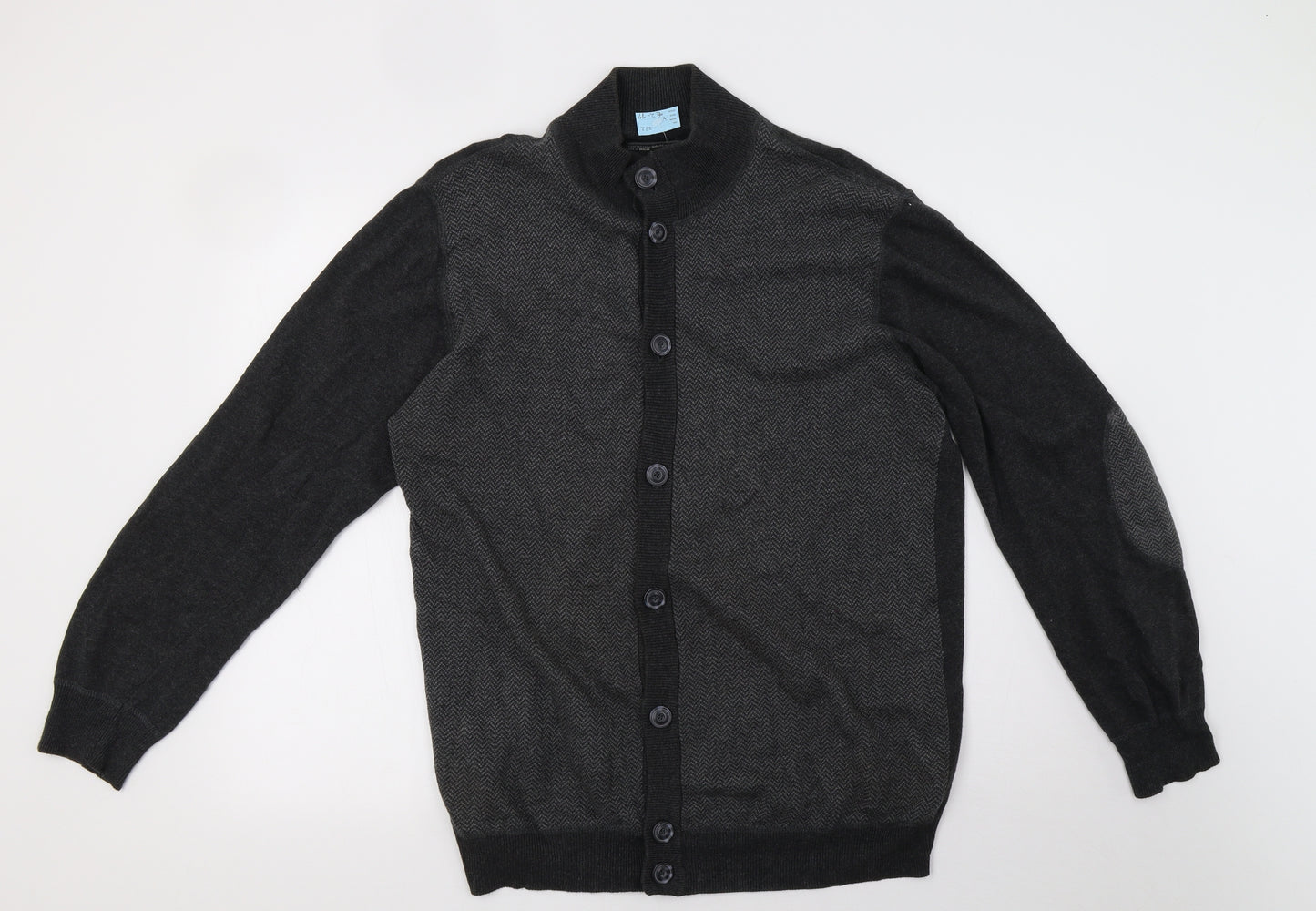 losan Mens Grey  Knit Cardigan Jumper Size XL