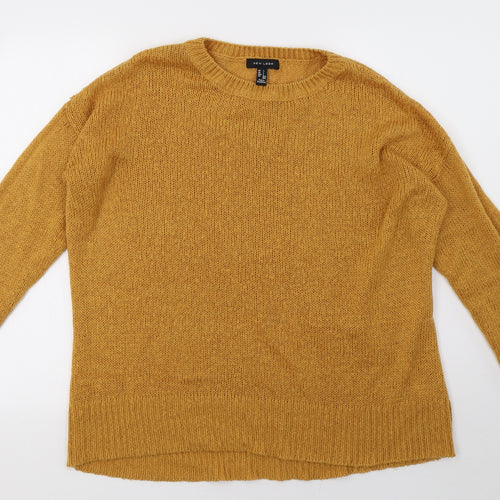 New Look Womens Yellow  Knit Pullover Sweatshirt Size L