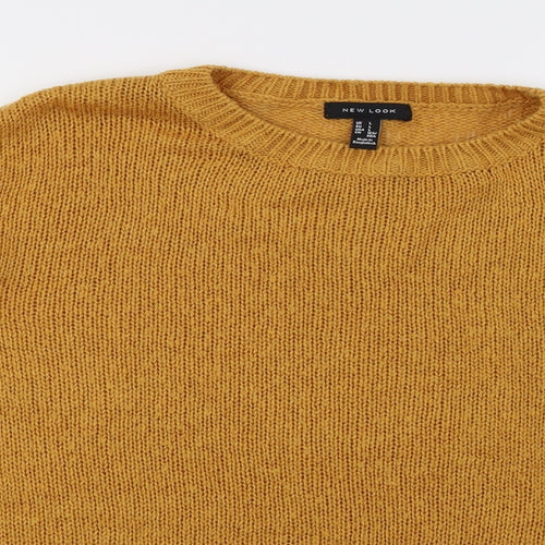New Look Womens Yellow  Knit Pullover Sweatshirt Size L