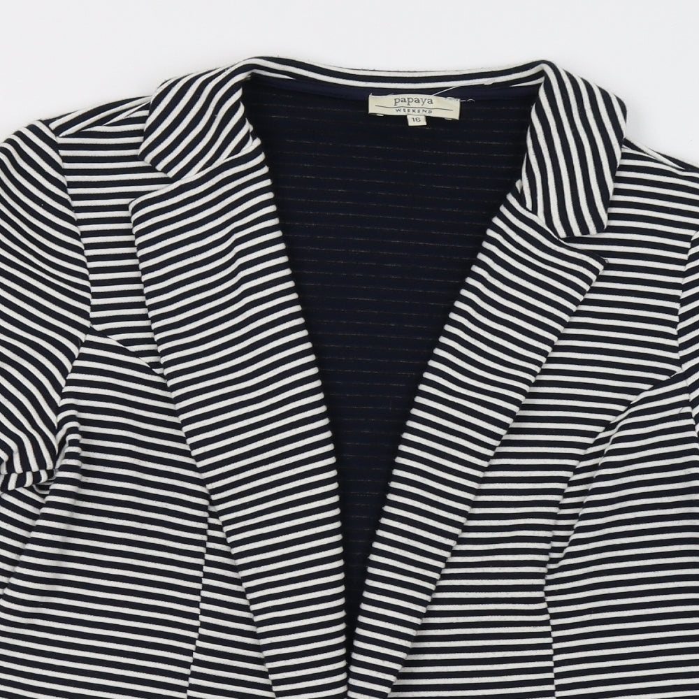 Matalan Womens White Striped  Jacket Blazer Size 16