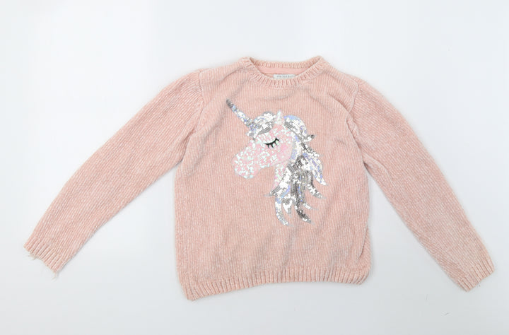 Primark Girls Pink Pullover Sweatshirt Size 12 Years - Unicorn