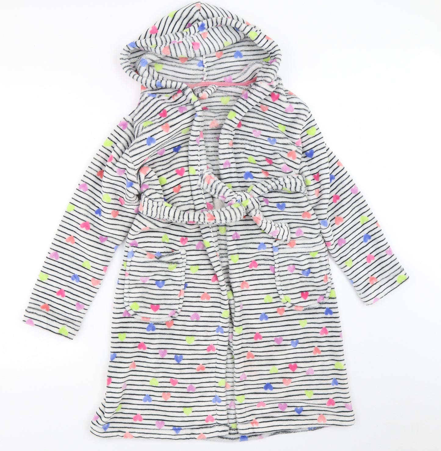 George Girls White Striped  Top Robe Size 10-11 Years