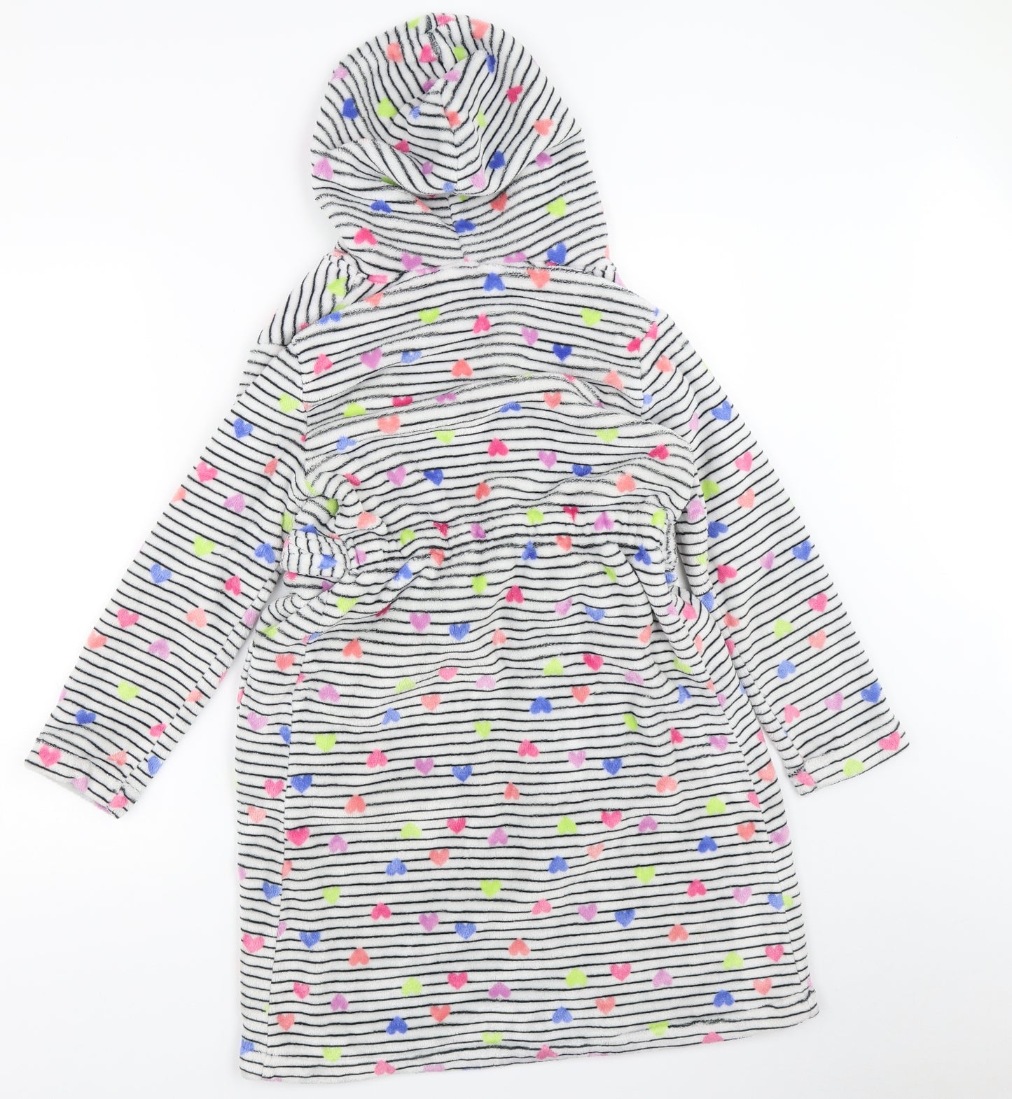 George Girls White Striped  Top Robe Size 10-11 Years